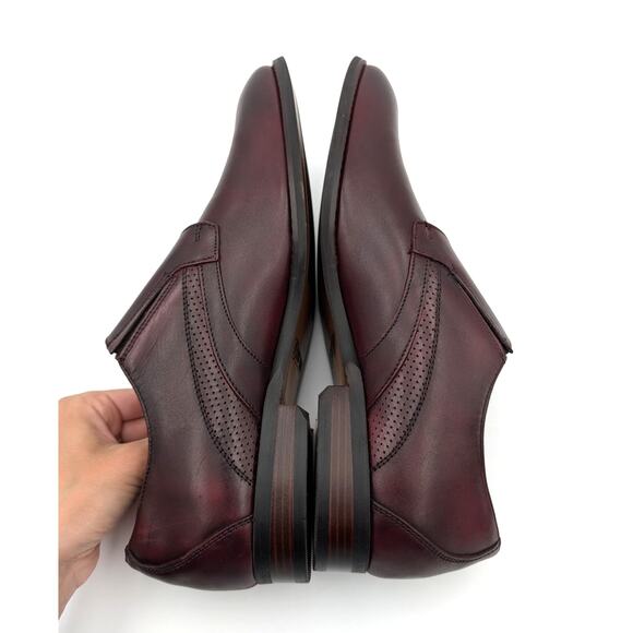 $120 Stacy Adams Karcher Plain Toe Monk Strap Shoes Burgundy Size US10.5M EU43 - Picture 7 of 14